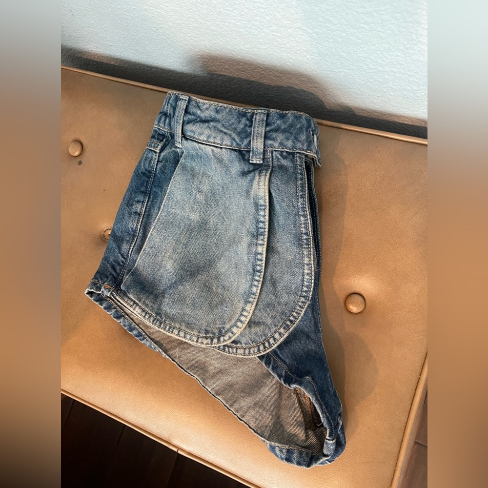 Free People  Women's Blue We The Free Prince Street  Micro Denim Shorts - Picture 15 of 16